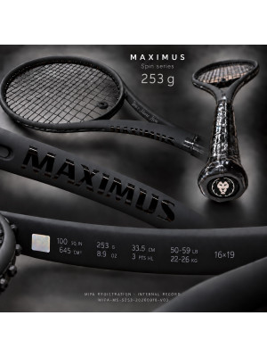 MAXIMUS SPIN 253 g tennis racket — complete product presentation