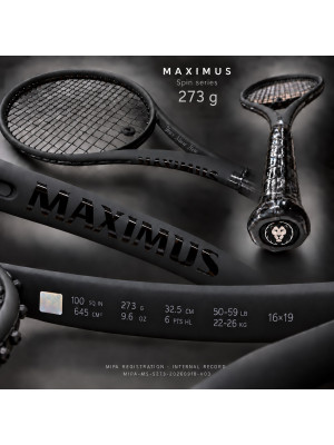 MAXIMUS SPIN 273 g tennis racket — complete product presentation